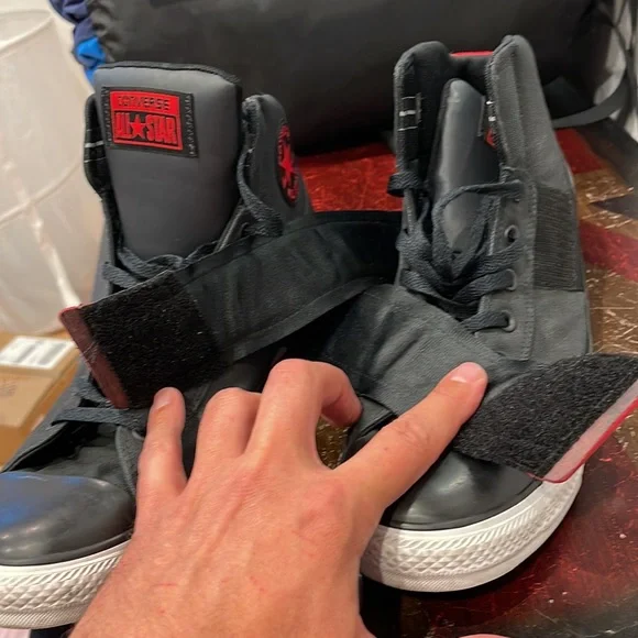 Converse Black High-Top Sneakers with Red Accents - Picture 11 of 14